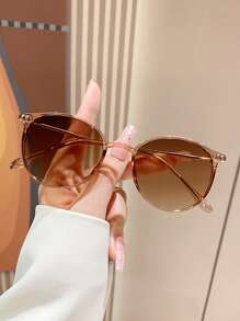 1pc Women's Metallic Round Fashion Glasses Elegant Shades Beach Accessories Beach Accessories For Women Glasses Shades Basics Fall Winter Women Outfits Clothes Business Casual Gifts Leopard For Summer Beach Vacation,Outdoor,Travel - Ombre - Xem 2