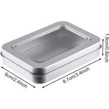 6pcs Metal Tin Box With Hinged Lid And Large Transparent Window For Storage, Suitable For Candles, Candies, Gifts, Incense And Treasures, Rectangle Shape - Silver - View 2