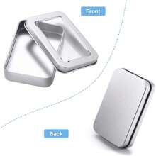 6pcs Metal Tin Box With Hinged Lid And Large Transparent Window For Storage, Suitable For Candles, Candies, Gifts, Incense And Treasures, Rectangle Shape - Silver - View 7