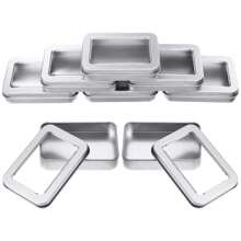 6pcs Metal Tin Box With Hinged Lid And Large Transparent Window For Storage, Suitable For Candles, Candies, Gifts, Incense And Treasures, Rectangle Shape - Silver - View 8