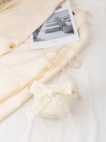 2pcs/Set Kids Straw Hat & Bag Set, Summer Children Sun Protection Hat, Baby Straw Hat And Straw Bag, Cute Wide Brim Woven Sun Hat, Suitable For Kids And Girls - White - View 6