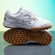 TF釘鞋專業戶外足球鞋，男女適用，透氣防滑足球靴，適用於人工草皮比賽和訓練 - 白色 - 查看 7