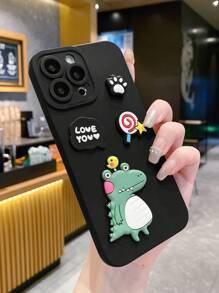 1 Miếng Khủng long Và Kẹo mút 3D Trang trí Thiên sứ Mắt Ốp lưng & bao da điện thoại Tương thích với - màu đen - Xem 2