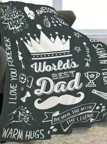 1pc Custom Text Dad Blanket From Daughter, 5 Sizes For You, Fathers Day Dad Gifts, Dad Happy Birthday Gift, Ideas Cool Funny Thanksgiving Gifts For Daddy Unique Throw Blanket Cozy,Warm,Soft,Comfortable Custom,Unique,Personalized Ideal Gifts For Him Her,Boyfriend,Girlfriend,Dad,Mom,Family,Friends For Anniversaries,For Valentine's Day,For Mother's Day,For Birthdays,For Children's Day,For Graduation,For Father's Day,For Weddings,For Housewarming Sofa,Bed,Car,Tea Room,Bedroom,Living Room - Multicolor - View 3