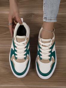 Mùa Hè Mới Xuất Hiện Cho Nữ Màu Sắc Tương Phản Giày Thể Thao Ngoài Trời, Thoải Mái, Thoáng Khí, Chống Trơn Trượt Và Thường Ngày - màu be xanh - Xem 3