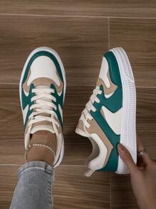 Mùa Hè Mới Xuất Hiện Cho Nữ Màu Sắc Tương Phản Giày Thể Thao Ngoài Trời, Thoải Mái, Thoáng Khí, Chống Trơn Trượt Và Thường Ngày - màu be xanh - Xem 1