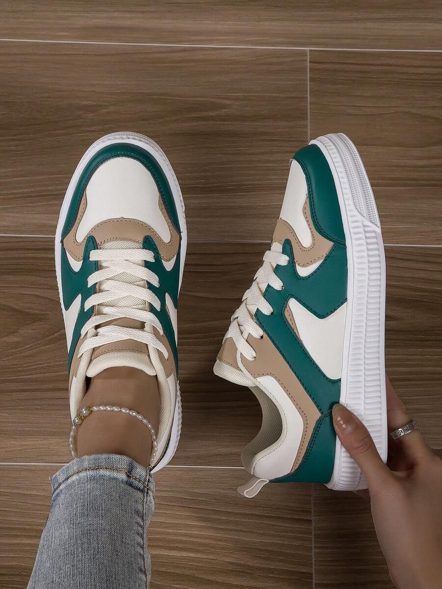 Mùa Hè Mới Xuất Hiện Cho Nữ Màu Sắc Tương Phản Giày Thể Thao Ngoài Trời, Thoải Mái, Thoáng Khí, Chống Trơn Trượt Và Thường Ngày - màu be xanh - Xem 1