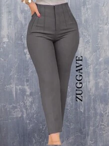 Pantalon de vestir de pinzas de dama strech - Gris - Ver 1