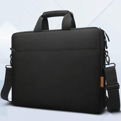 ZYB 14-17.3 英寸笔记本电脑公文包，防水笔记本电脑包，适用于 MacBook Pro 15/16、Air 15 M2、14-17.3 英寸华硕笔记本电脑，超薄公文包斜挎包，带肩带，黑色