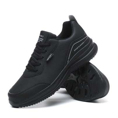Men's Plus Size 39-48 Leather Waterproof Flexible Comfortable Casual Sneakers, Suitable For Daily Wear