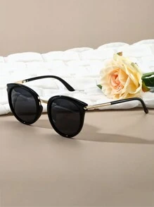 Vintage Round Frame Plastic Decorative Fashion Glasses Elegant Shades Beach Accessories Beach Accessories For Women Glasses Shades Basics Fall Winter Women Outfits Clothes Business Casual Gifts - 黑色 - 查看 3