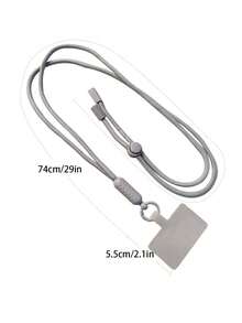 1pc Cellphone Lanyard With Adjustable Length And Shoulder Strap, Extensible - Grey - View 3