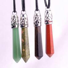 1入組50*10mm天然寶石水晶項鍊PU皮繩情侶禮物吉祥石項鍊六角柱長吊墜項鍊男女珠寶項鍊代理批發 - 天然石 - 查看 8