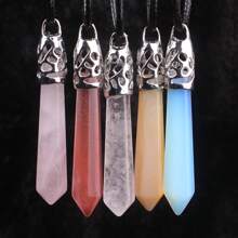 1入組50*10mm天然寶石水晶項鍊PU皮繩情侶禮物吉祥石項鍊六角柱長吊墜項鍊男女珠寶項鍊代理批發 - 天然石 - 查看 7