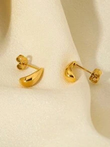 1pair Stainless Steel Korean Style Fashion Simple Versatile Luxury Light Drop Earrings With Unique Design, Sweet Style And Gentle Elegant For Daily Wear, And Elegant Mini Water Drop Shape