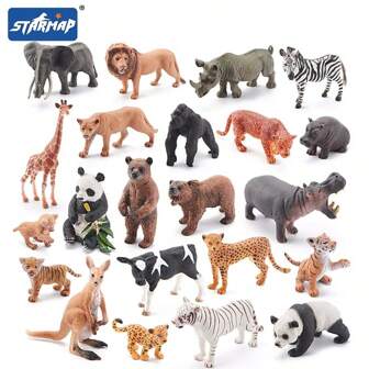 Realistic Animal Models, Lion, Tiger, Leopard, Panda, Giraffe, Jungle Animal Family Set, Educational Toys, Cake Decorations, Christmas & Birthday Gifts, Children & Toddler Gifts, Animal Models, Mini Jungle Toy Set, Room Decor