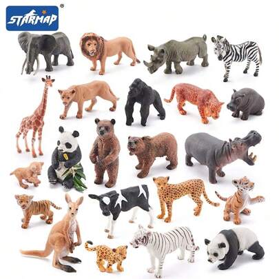 Realistic Animal Models, Lion, Tiger, Leopard, Panda, Giraffe, Jungle Animal Family Set, Educational Toys, Cake Decorations, Christmas & Birthday Gifts, Children & Toddler Gifts, Animal Models, Mini Jungle Toy Set, Room Decor