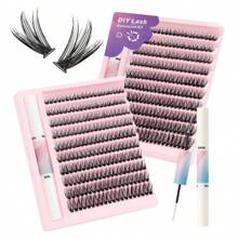 Diy睫毛延伸工具套裝,包括120個睫毛束、睫毛膠、睫毛鉗,適合初學者,薄款睫毛束 - 粉色 - 查看 13