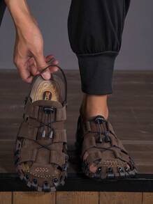 Sandalias De Senderismo Transpirables De Talla Grande Para Hombres Al Aire Libre Con Puntera Protectora Para El Verano - Marrón - Ver 3