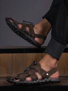 Sandalias De Senderismo Transpirables De Talla Grande Para Hombres Al Aire Libre Con Puntera Protectora Para El Verano - Marrón - Ver 4
