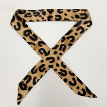 1 件 95 厘米豹纹轻质窄围巾，适合女士，可用作颈巾、头带或腰带优雅头巾、发带、头带，非常适合装扮您的外观 - A - 查看 2