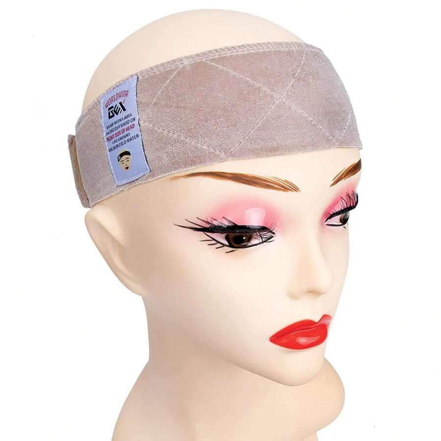 Wig Grip Band Flexible Velvet Scarf Head Hair Band Wig Band With Adjustable Fastern Casual - Beige - View 1