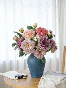 1pc/2pcs/3pcs flores de peônia de borda assada premium, decoração de sala de estar, flores artificiais, casamento (branco, rosa claro, rosa escuro, rosa roxo, azul), dia dos namorados, presente - Rosa - Ver 5