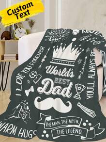 1pc Custom Text Dad Blanket From Daughter, 5 Sizes For You, Fathers Day Dad Gifts, Dad Happy Birthday Gift, Ideas Cool Funny Thanksgiving Gifts For Daddy Unique Throw Blanket Cozy,Warm,Soft,Comfortable Custom,Unique,Personalized Ideal Gifts For Him Her,Boyfriend,Girlfriend,Dad,Mom,Family,Friends For Anniversaries,For Valentine's Day,For Mother's Day,For Birthdays,For Children's Day,For Graduation,For Father's Day,For Weddings,For Housewarming Sofa,Bed,Car,Tea Room,Bedroom,Living Room - Multicolor - View 1