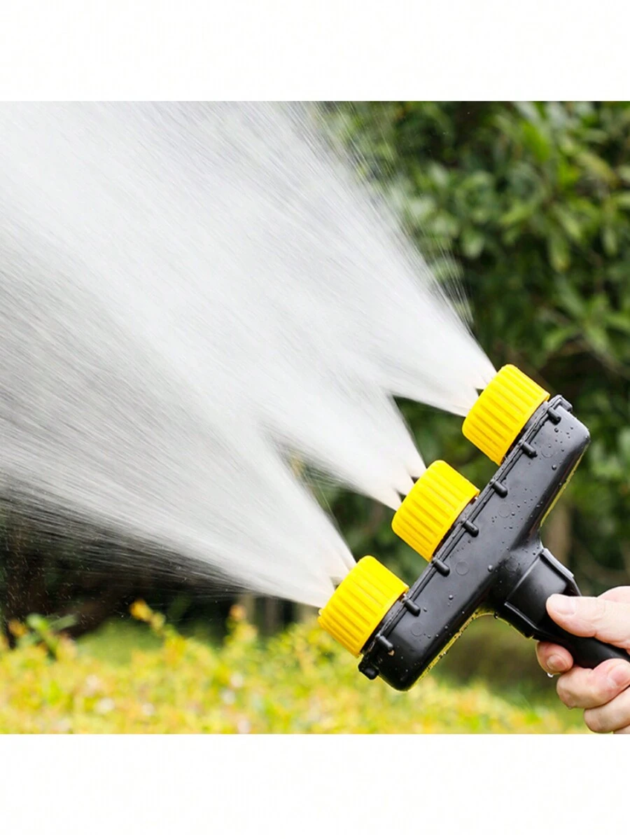 1 件装 3 头多孔淋浴喷头，花园/植物浇水洒水喷头 - 黑黃色 - 查看 1