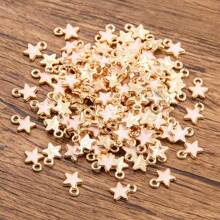 50pcs/Pack Fashionable Enamel Droplet Shaped Star Charm Pendant, Perfect For Diy Jewelry Making Such As Bracelet, Necklace, Keychain, Etc.