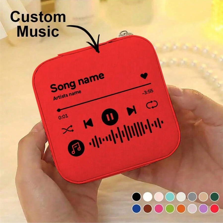 1pc Portable Travel Mini Jewelry Box With Custom Music Code Jewellery Ring Organizer Case Storage Gift Box For Girls Women 12 Colors Optional 10*10*5cm Fashion Birthday Gift For Girlfriend Mother