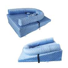 Cojín Anti reflujo tipo nidito con arnés y broches de seguridad, Almohada antirreflujo colchón para bebé tipo cuña - Azul - Ver 4