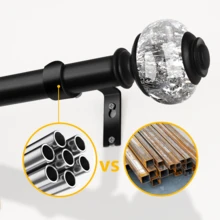1set Foil Resin Metal Decorative Curtain Rod - Waterproof, Rustproof, Detachable, Easy To Install, Strong Bearing Capacity - Black and Silver - View 2