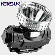 Kensun 1入組強光led頭燈,戶外釣魚頭燈,usb充電頭燈,內置電池,適用於露營跑步燈籠 - 黑色 - 查看 1