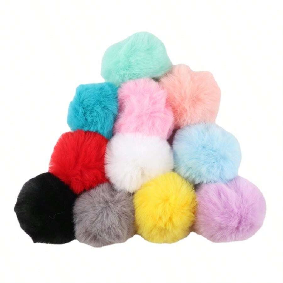 4pcs Lông thỏ Pompom Những quả bóng 8cm Với Đàn hồi Ban nhạc Nhân tạo lông tơ Mềm mại DIY Pom Poms Thủ công Quần áo May vá Thủ công mỹ nghệ Quân nhu - Màu vàng - Xem 1