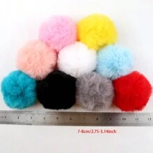 4pcs Lông thỏ Pompom Những quả bóng 8cm Với Đàn hồi Ban nhạc Nhân tạo lông tơ Mềm mại DIY Pom Poms Thủ công Quần áo May vá Thủ công mỹ nghệ Quân nhu - Màu vàng - Xem 3