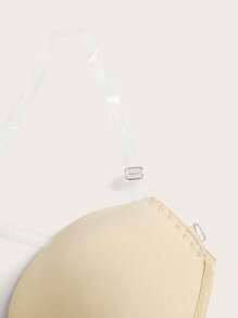 1 件钢圈文胸，透明肩带，交叉后背，内衣 - 杏色 - 查看 3