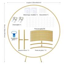 Bases Estructura Arco Para Globos Decoración Soporte Aro2.2m 1 pieza de arco redondo de metal dorado para decoración de bodas al aire libre, soporte de globos con marco circular para decoración de fondo, estante de flores con forma de arco, adecuado para todas las celebraciones y fiestas - Dorado - Ver 6