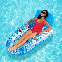 1pc, Inflatable Pool Float, Water Hammock Inflatable Pool Recliner Inflatable Pool Chair Inflatable Raft Floating Bed Recliner Swimming Pool Beach Float Adult Toy For Lake Swimming Pools Sun Bath Lounge Chair Float Pad Summer - Blue - View 4