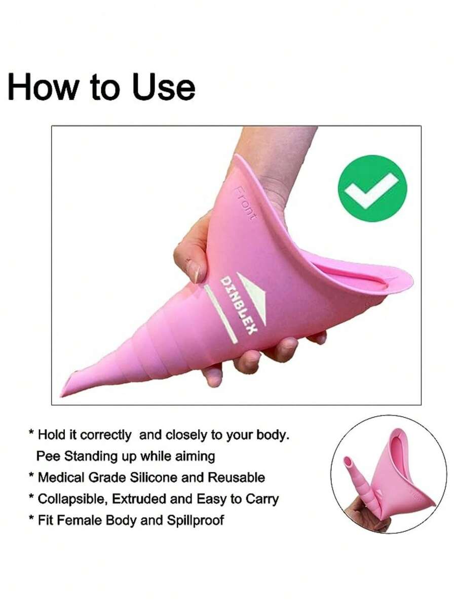 Female Silicone Urination Device With Tube, Portable Outdoor Stand Up Peeing Tool For Emergency