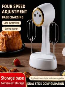 Electric Egg Beater Handheld Mixer, Rechargeable For Convenient Use - White - View 3