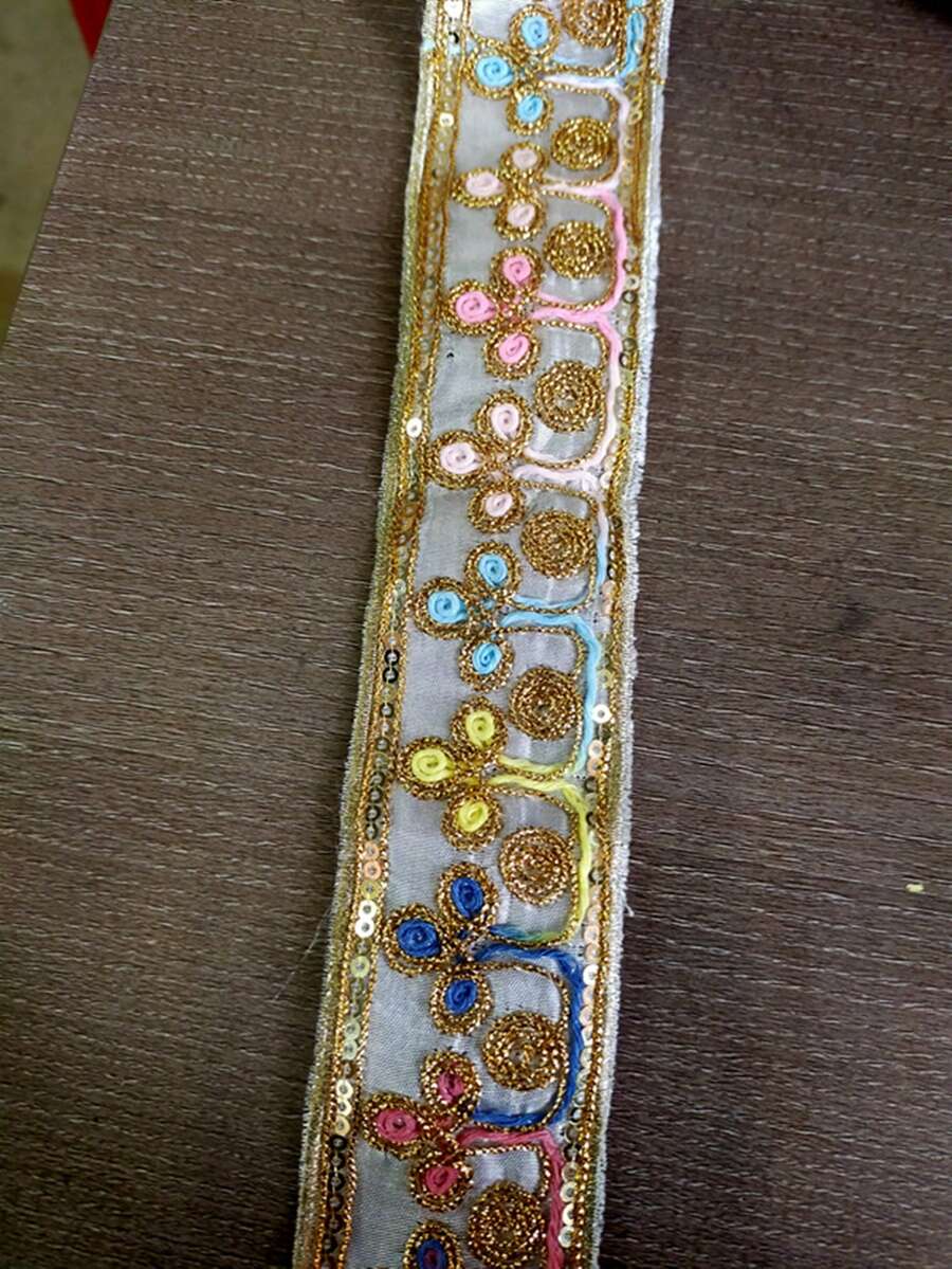 Manufacturer Direct Retro Embroidery Sparkling Floral Lace Trimmed Woven Barcode Iridescent Shoe Material Ribbon - Color - View 1