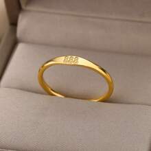 Stainless Steel 444 555 666 777 Angel Number Rings For Women Tiny Angel Number Finger Ring Aesthetic Christmas Jewelry - Yellow Gold - View 8