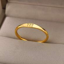 Stainless Steel 444 555 666 777 Angel Number Rings For Women Tiny Angel Number Finger Ring Aesthetic Christmas Jewelry - Yellow Gold - View 7