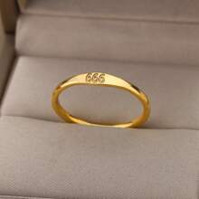 Stainless Steel 444 555 666 777 Angel Number Rings For Women Tiny Angel Number Finger Ring Aesthetic Christmas Jewelry - Yellow Gold - View 6