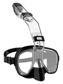 Half Face Snorkel Mask - Foldable, Dry Type, Multifunctional Snorkel Mask With 180° Panoramic View, Anti-Fog & Leak-Proof, Suitable For Adults With Camera Mount Diving Equipment, Beach Essentials, Beach Accessories, Pool Float - Black - View 2