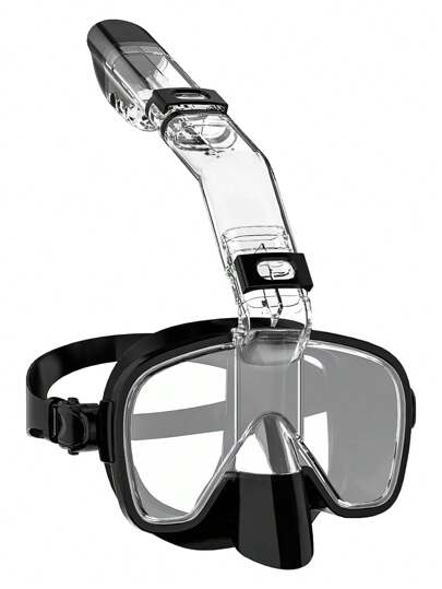Máscara de Snorkel de Meia Face - Dobrável, Tipo Seco, Máscara de Snorkel Multifuncional com Visão Panorâmica de 180°, Anti-Embaçamento e à Prova de Vazamentos, Adequada para Adultos com Suporte para Câmera, Equipamento de Mergulho, Essenciais de Praia, Acessórios de Praia, Flutuador de Piscina