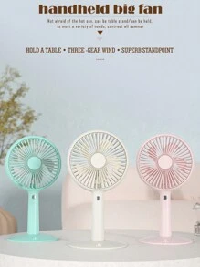 MEET SUN 1pc Rechargeable Handheld/Table Fan With 1200mah Lithium Battery, Detachable Base And 3 Wind Speeds - Pink - View 2