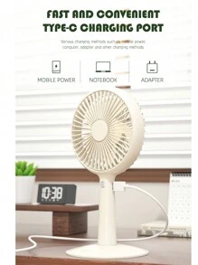 MEET SUN 1pc Rechargeable Handheld/Table Fan With 1200mah Lithium Battery, Detachable Base And 3 Wind Speeds - Pink - View 6