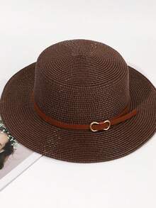 1 Miếng Đầu phẳng Phong cách Pháp Khóa Mũ rơm , Thích hợp Cho mùa hè Chống nắng , bờ biển Kỳ nghỉ Boho - Nhiều màu - Xem 5